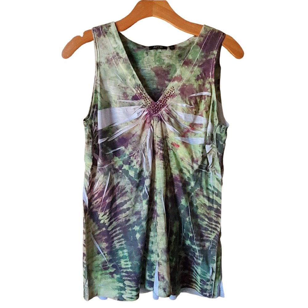 Apt. 9 Sleeveless Jewel Neck Empire Waist Tank Top Blouse Green Women's Medium